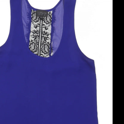 Womens UK Size 8 Topshop Blue Basic Tank