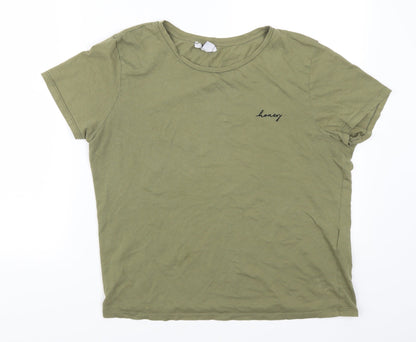 Womens UK Size M Amisu Green Basic T-Shirt