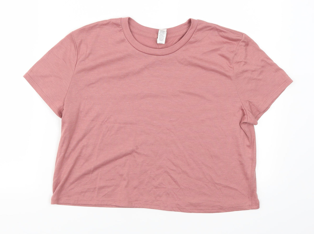 Additional front view of Bella + Canvas women’s pink basic t-shirt, size M