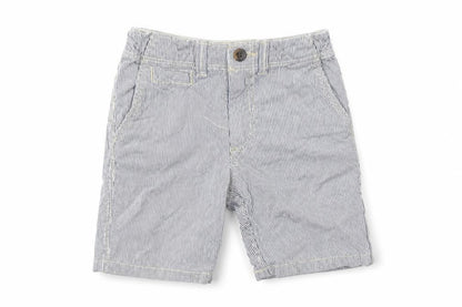 Front view of H&M boys’ blue striped bermuda shorts, size 3-4, years