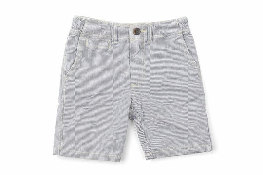 Front view of H&M boys’ blue striped bermuda shorts, size 3-4, years