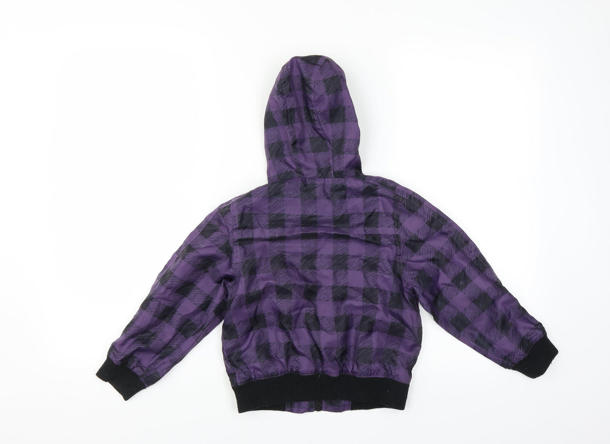 Back view of Adams boys’ purple check jacket, size 5, years