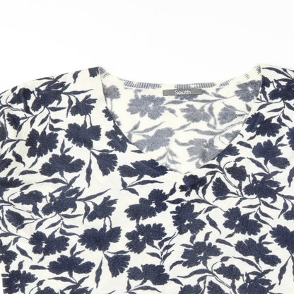 South Womens Blue Floral  Pullover Jumper Size 14