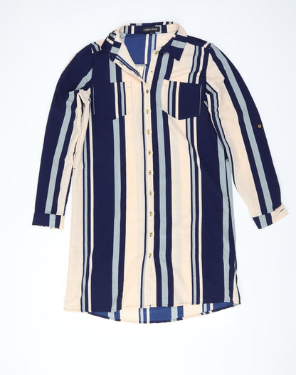 CAMEO ROSE Womens Blue Striped  Shirt Dress  Size 10