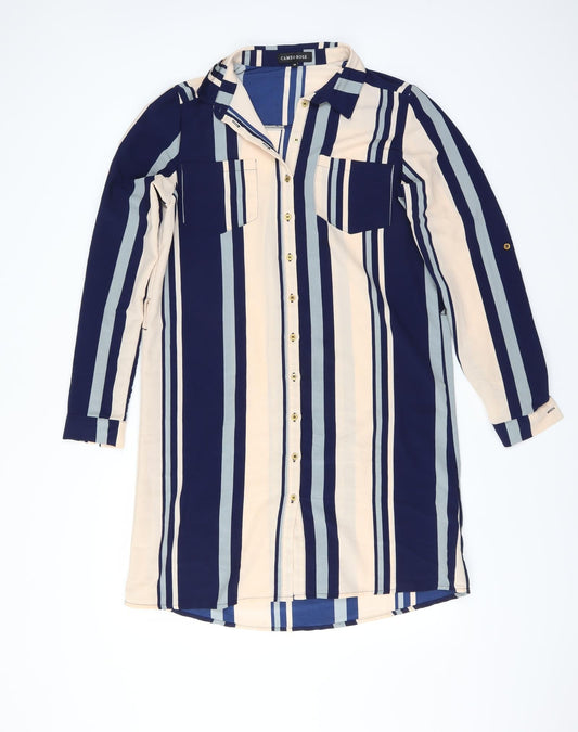 CAMEO ROSE Womens Blue Striped  Shirt Dress  Size 10