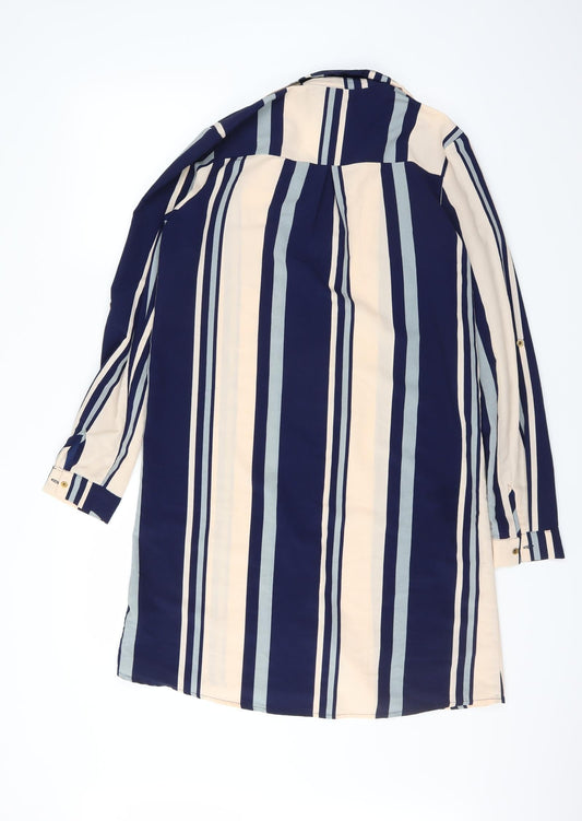 CAMEO ROSE Womens Blue Striped  Shirt Dress  Size 10