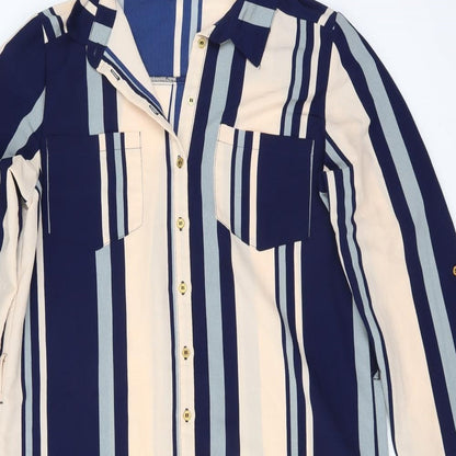 CAMEO ROSE Womens Blue Striped  Shirt Dress  Size 10