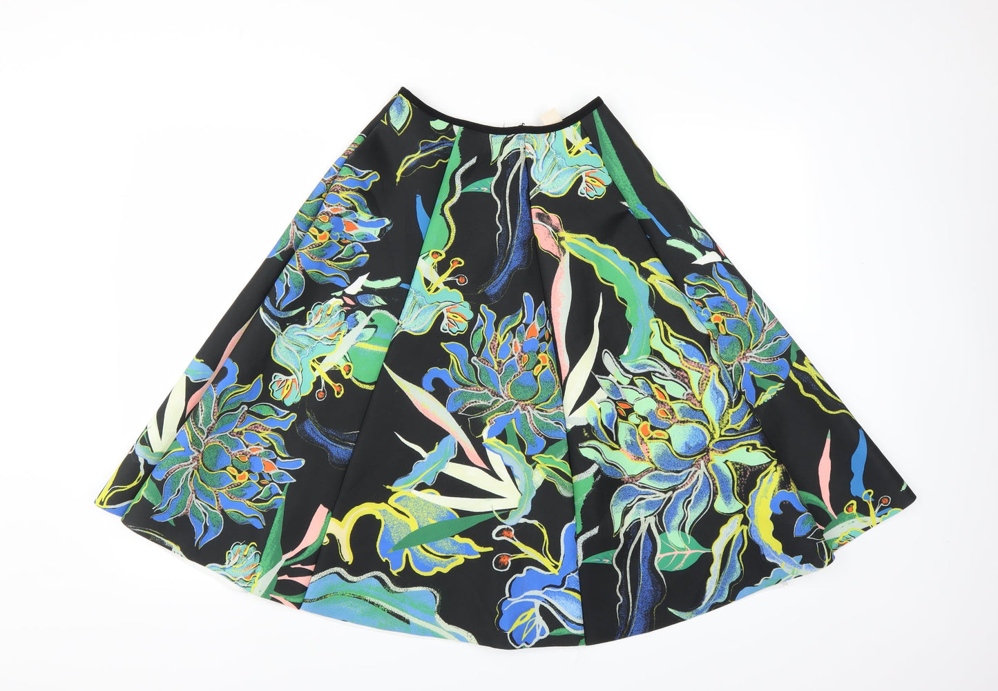 H&M Womens Black Floral  A-Line Skirt Size 6