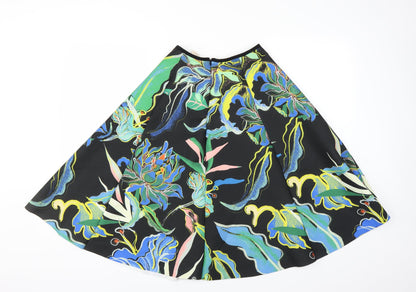 H&M Womens Black Floral  A-Line Skirt Size 6