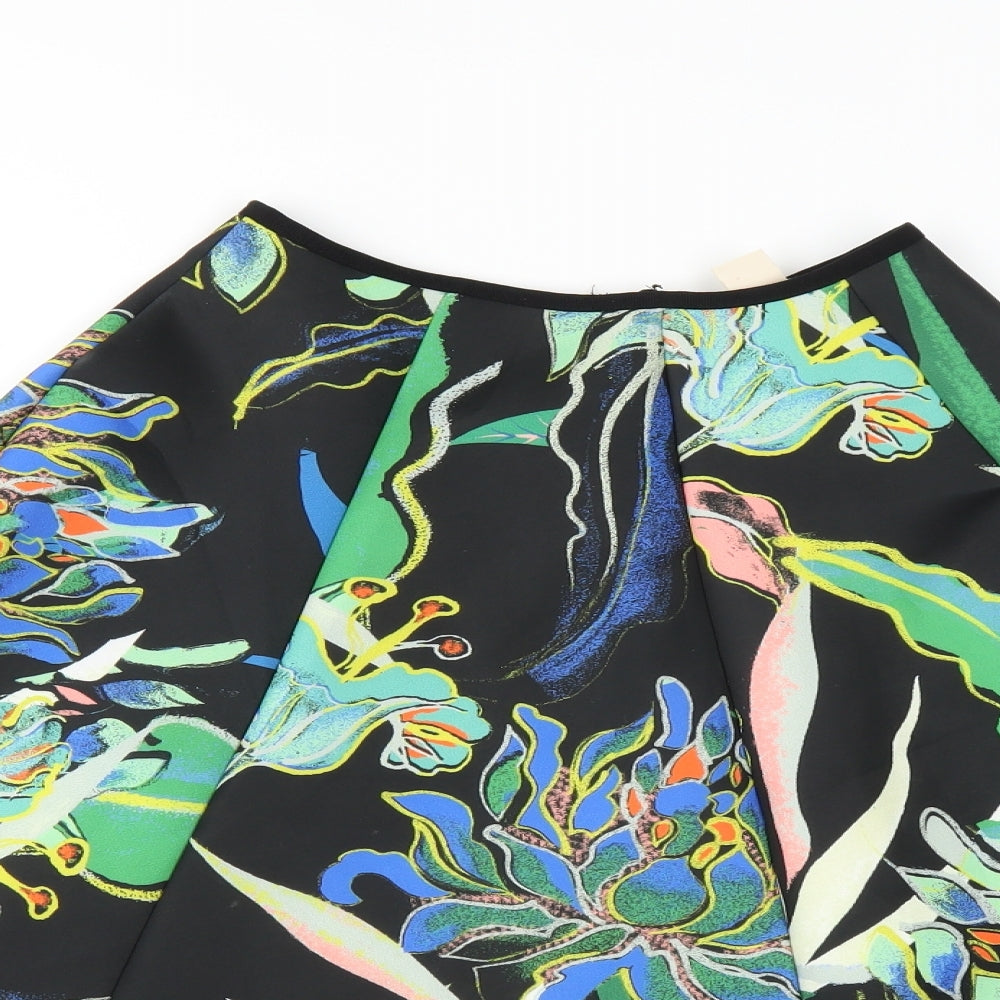 H&M Womens Black Floral  A-Line Skirt Size 6