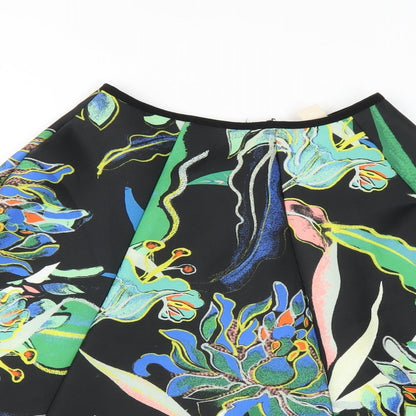H&M Womens Black Floral  A-Line Skirt Size 6