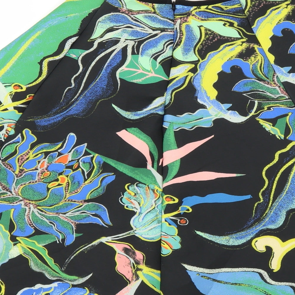 H&M Womens Black Floral  A-Line Skirt Size 6