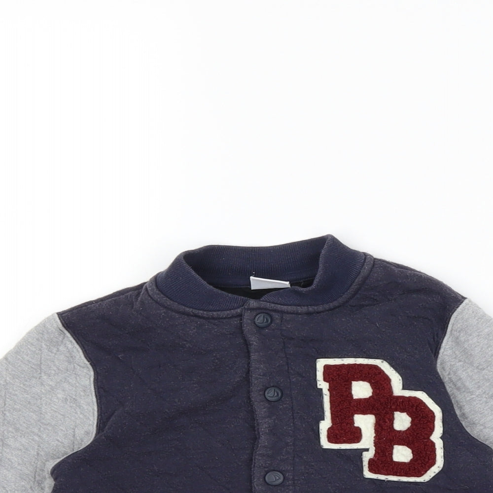 Close-up detail of Preworn boys’ blue jacket, size 3, years