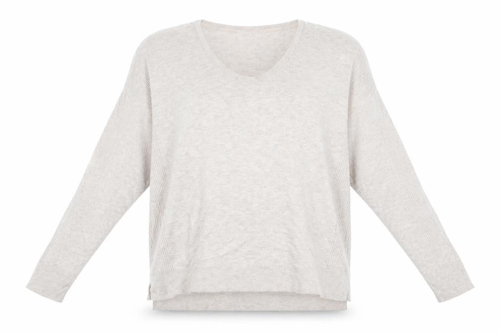 Front view of Jumper women’s beige knit jumper, size UK 16