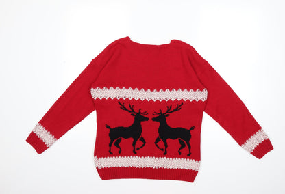 Back view of Preworn women’s red knit jumper, size S