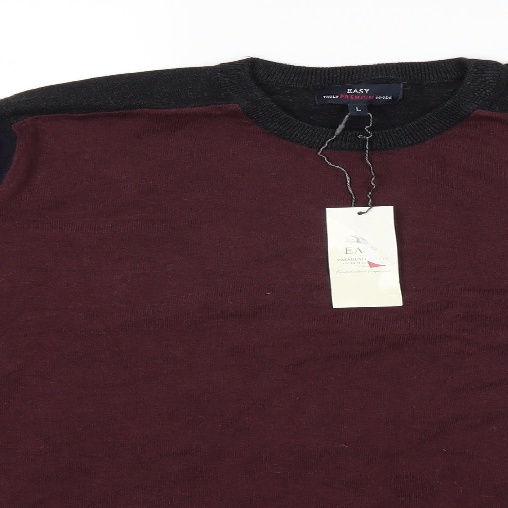 Easy Mens Red  Knit Pullover Jumper Size L