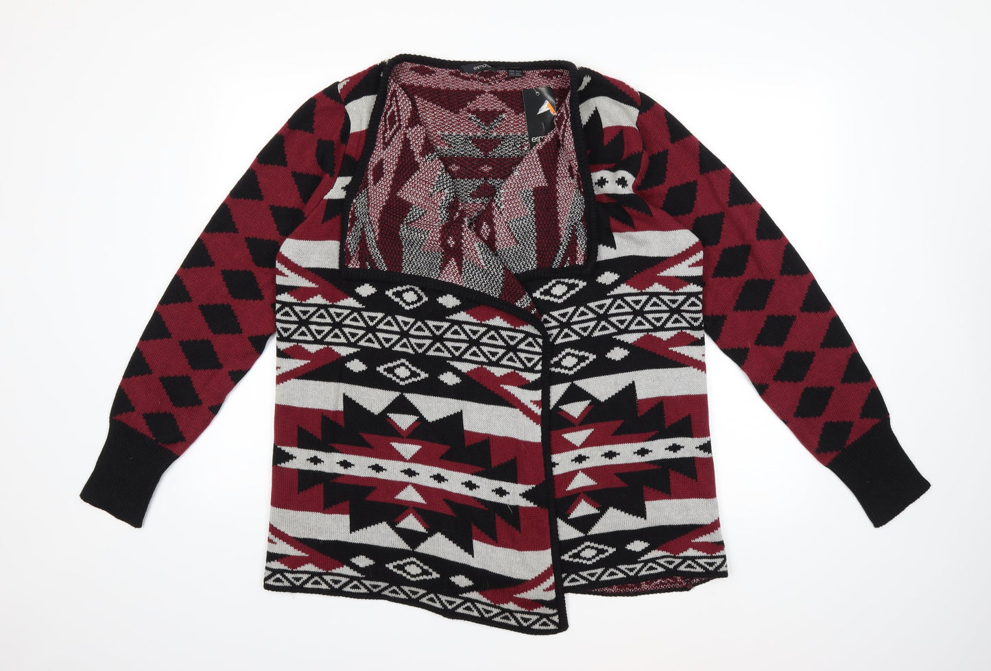 ESMARA Womens Red Geometric Knit Cardigan Jumper Size M