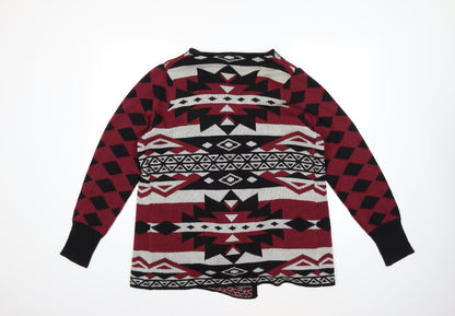 ESMARA Womens Red Geometric Knit Cardigan Jumper Size M