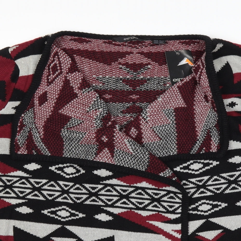 ESMARA Womens Red Geometric Knit Cardigan Jumper Size M
