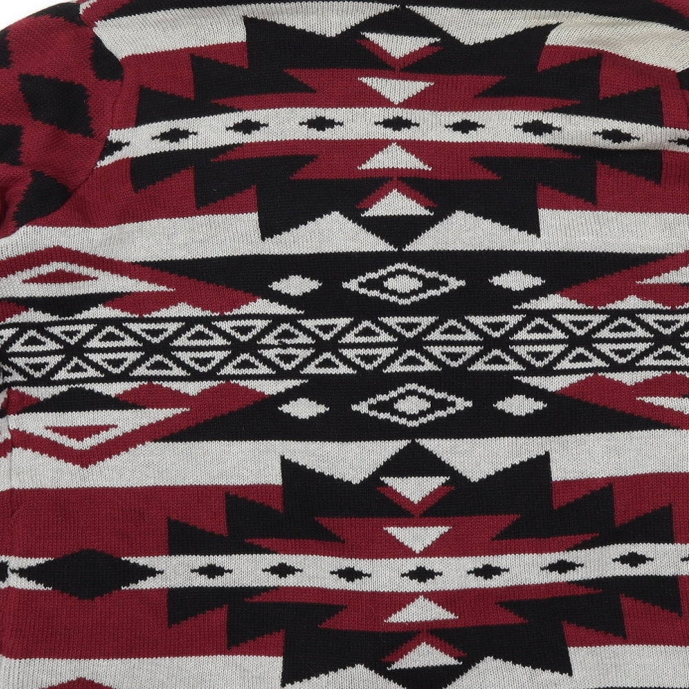 ESMARA Womens Red Geometric Knit Cardigan Jumper Size M