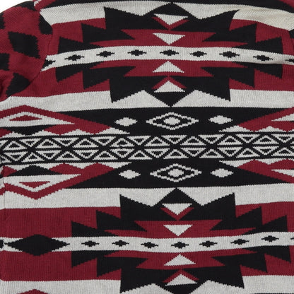 ESMARA Womens Red Geometric Knit Cardigan Jumper Size M
