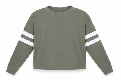 Front view of H&M girls’ green pullover sweatshirt, size 13-14, years