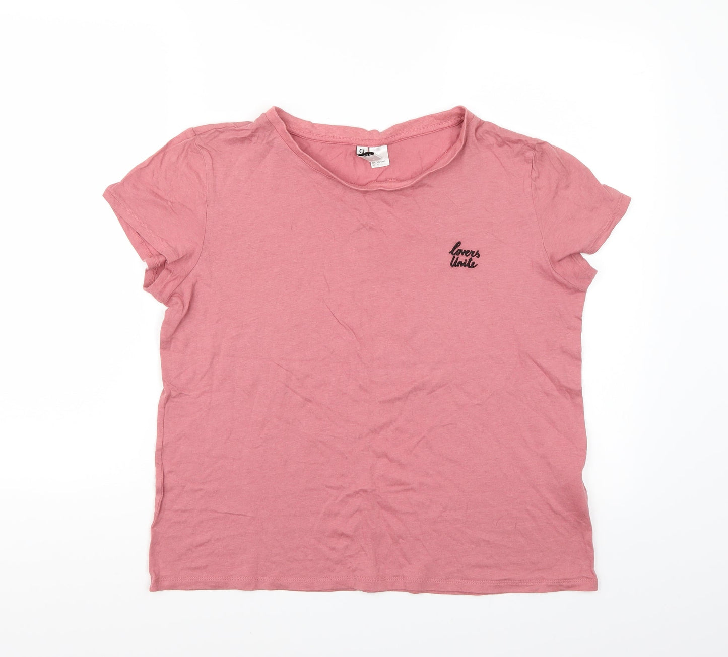 Womens UK Size L H&M Pink Basic T-Shirt