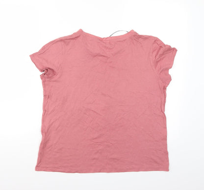 Womens UK Size L H&M Pink Basic T-Shirt