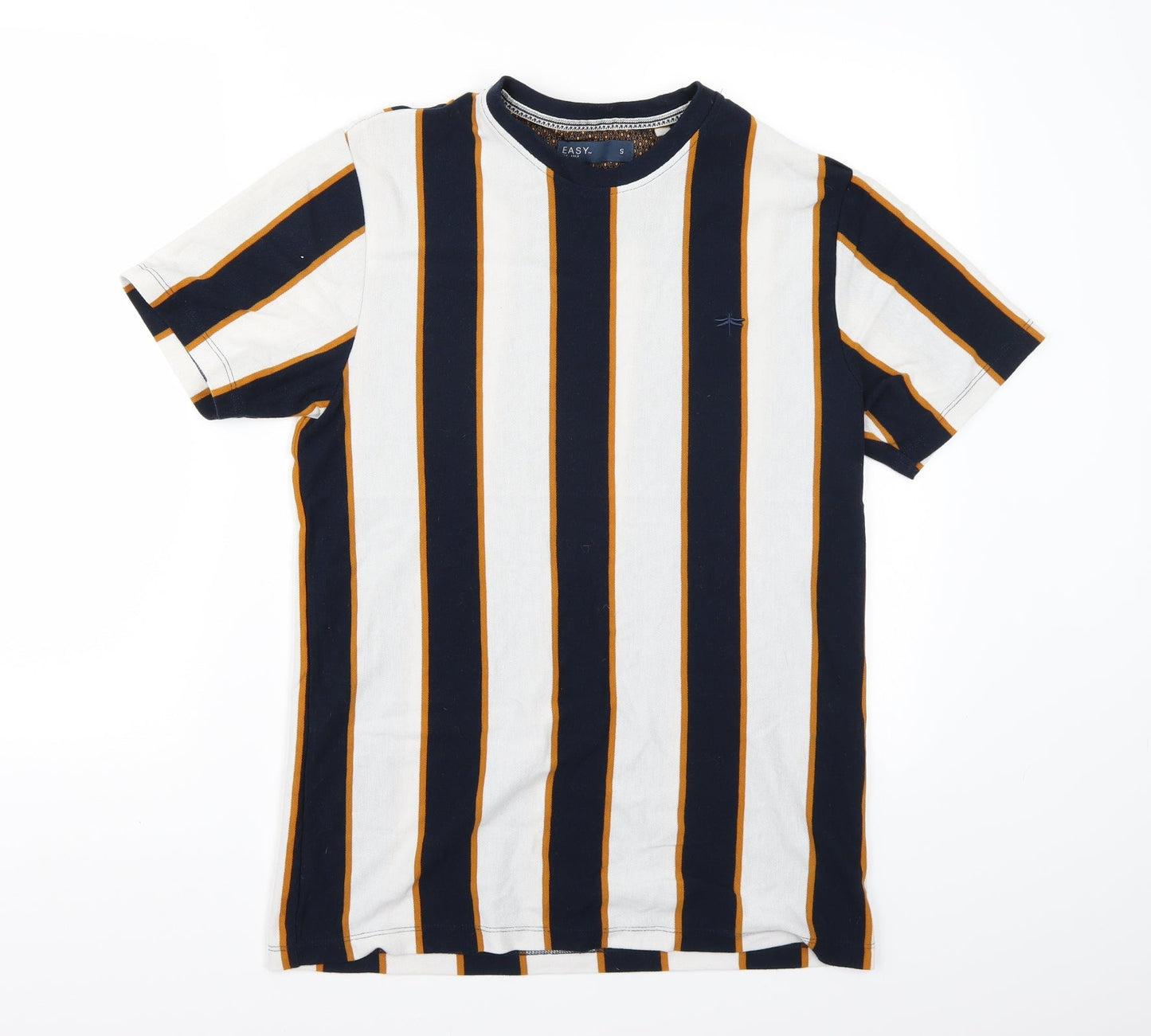 EAST Mens White Striped   T-Shirt Size S