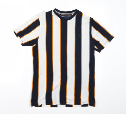 EAST Mens White Striped   T-Shirt Size S