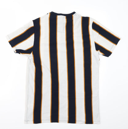 EAST Mens White Striped   T-Shirt Size S
