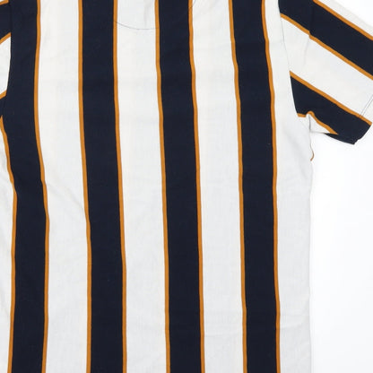 EAST Mens White Striped   T-Shirt Size S