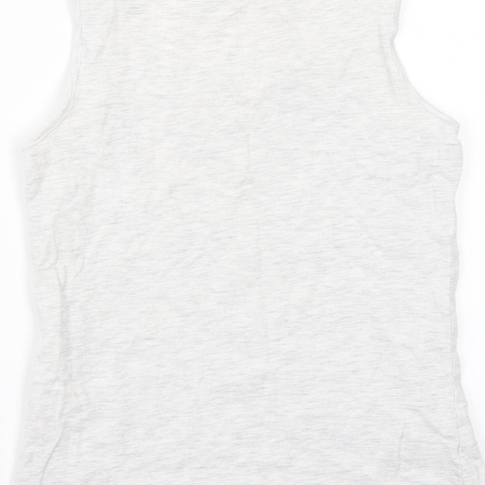Brand and care label for H&M girls’ grey basic tank, size 11, years