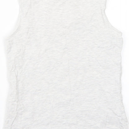 Brand and care label for H&M girls’ grey basic tank, size 11, years