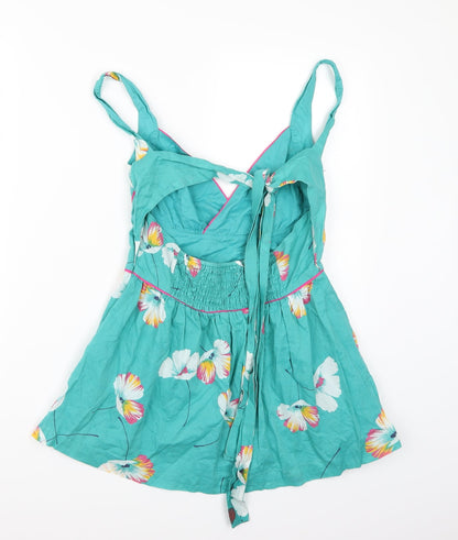 Full Circle Womens Green Floral  Basic Blouse Size 12