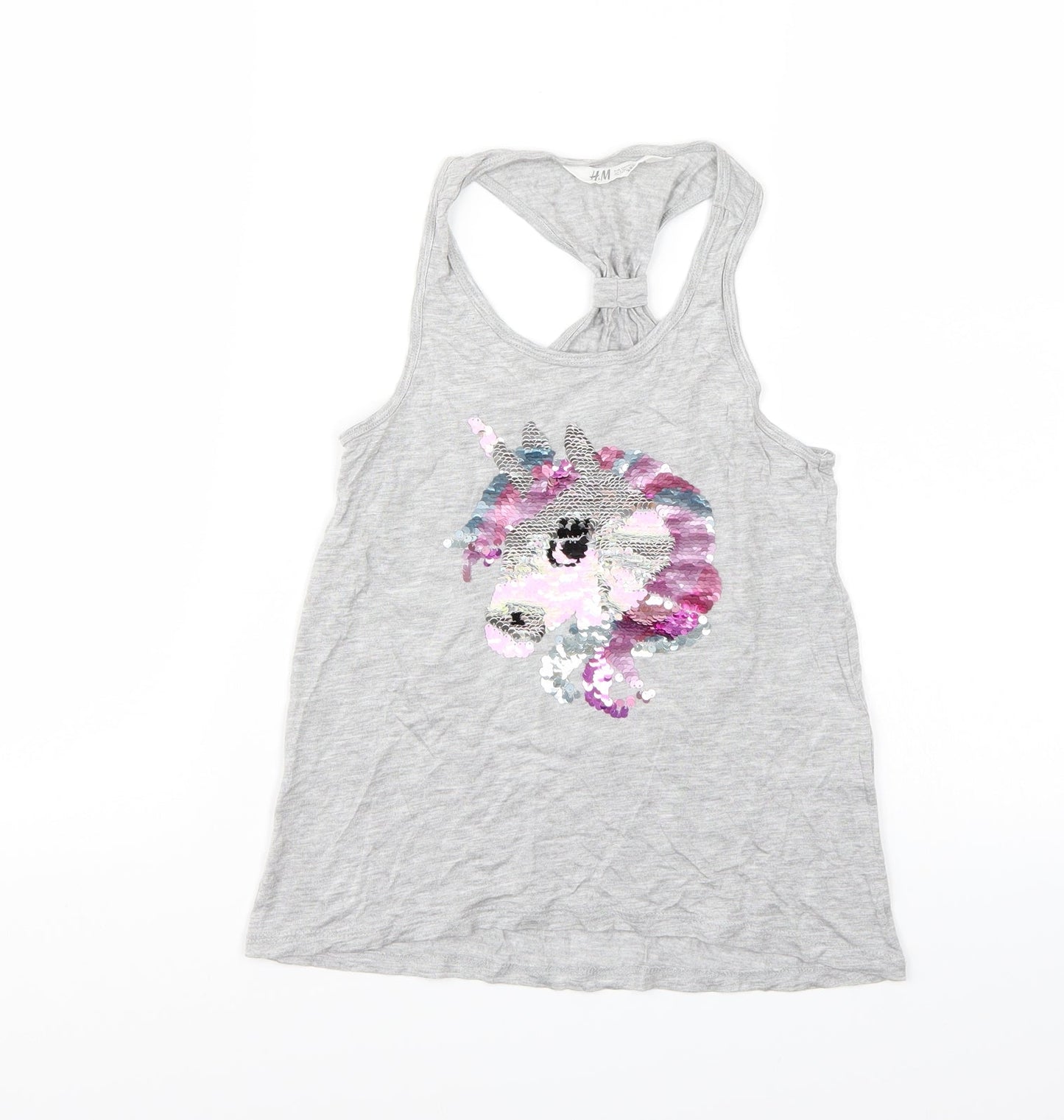H&M Girls Grey Batik  Basic Tank Size 9 Years