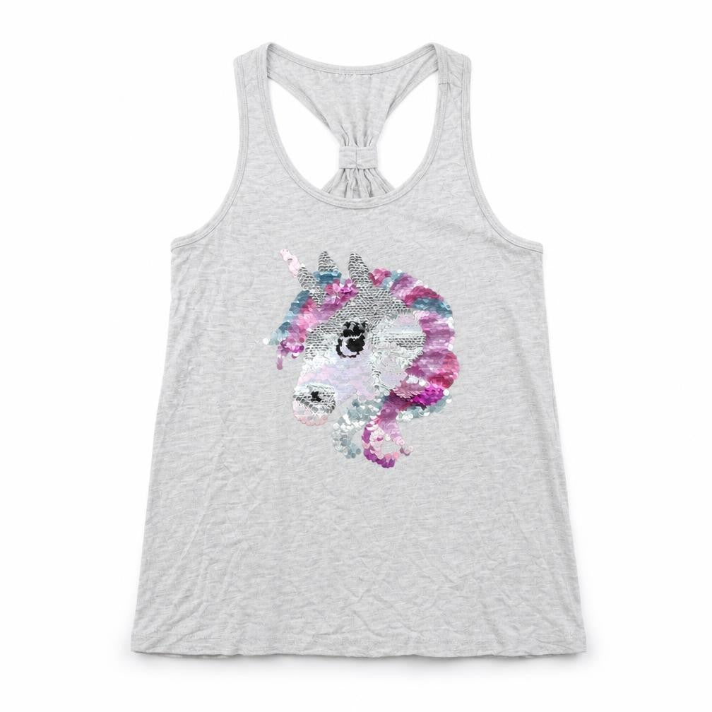 Front view of H&M girls’ grey batik basic tank, size 9, years
