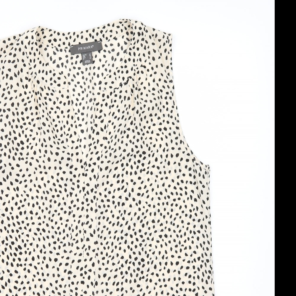 Primark Womens Beige Animal Print  Basic Blouse Size 10