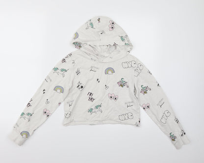 H&M Girls White   Pullover Hoodie Size 11 Years