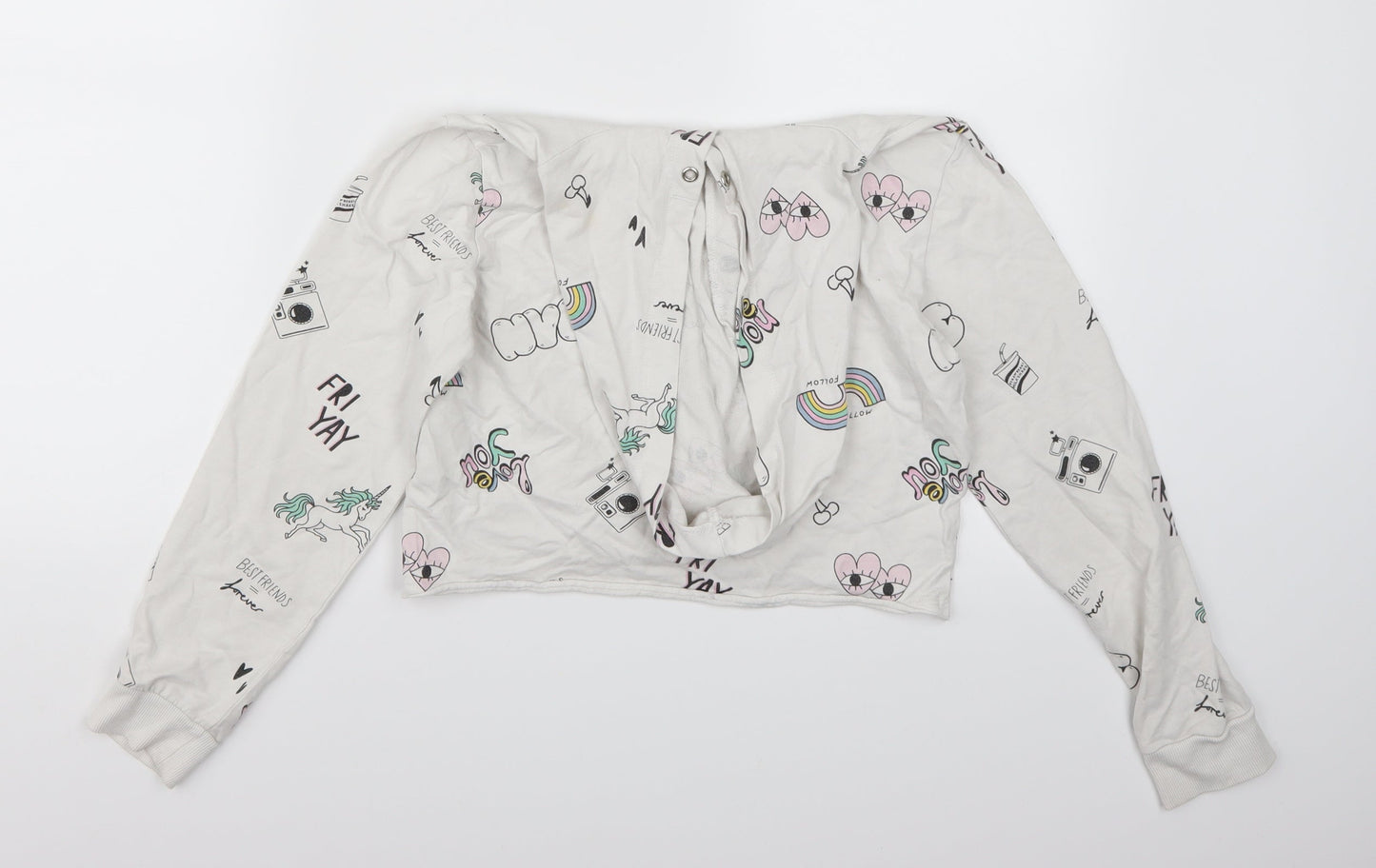 H&M Girls White   Pullover Hoodie Size 11 Years