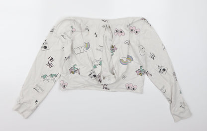 H&M Girls White   Pullover Hoodie Size 11 Years