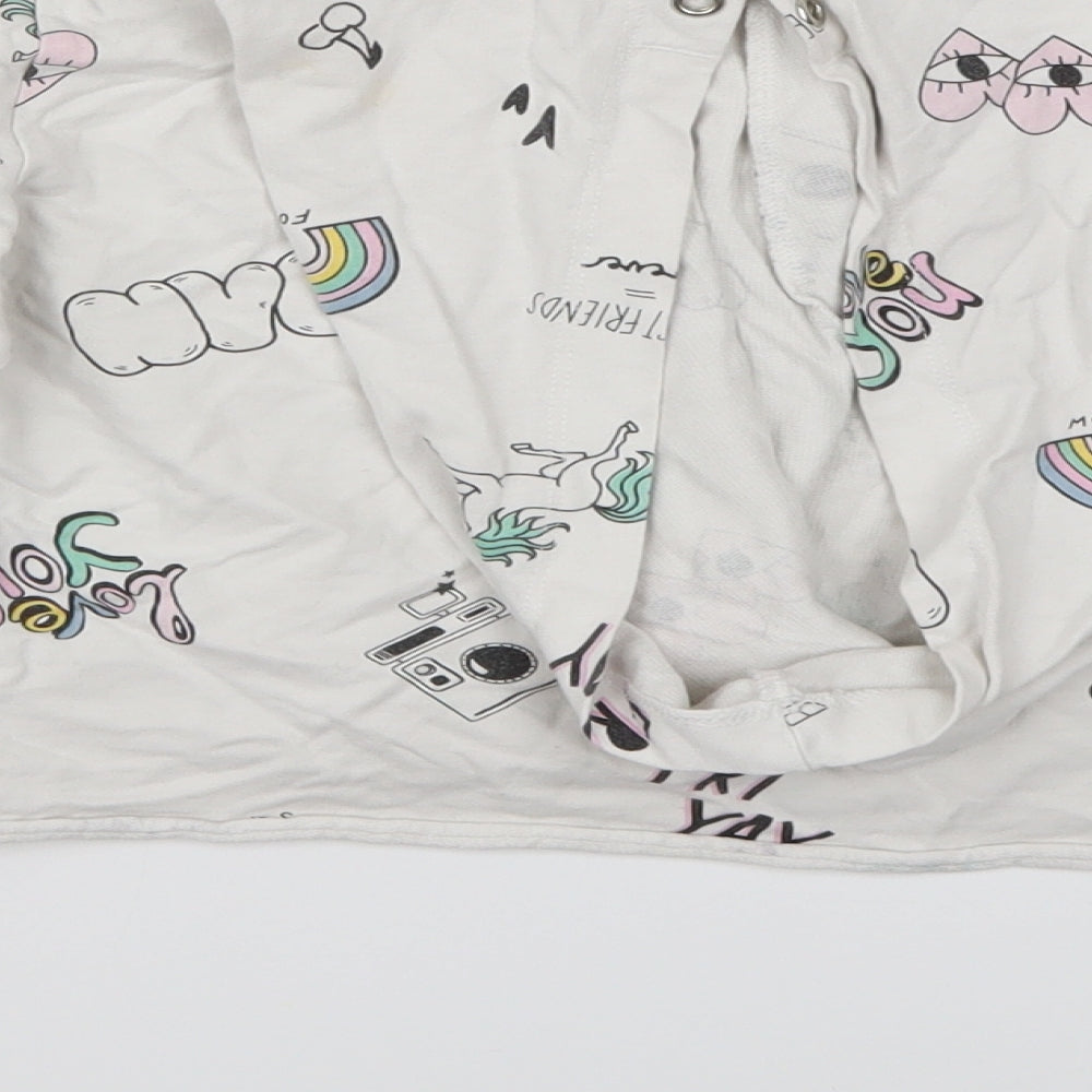 H&M Girls White   Pullover Hoodie Size 11 Years