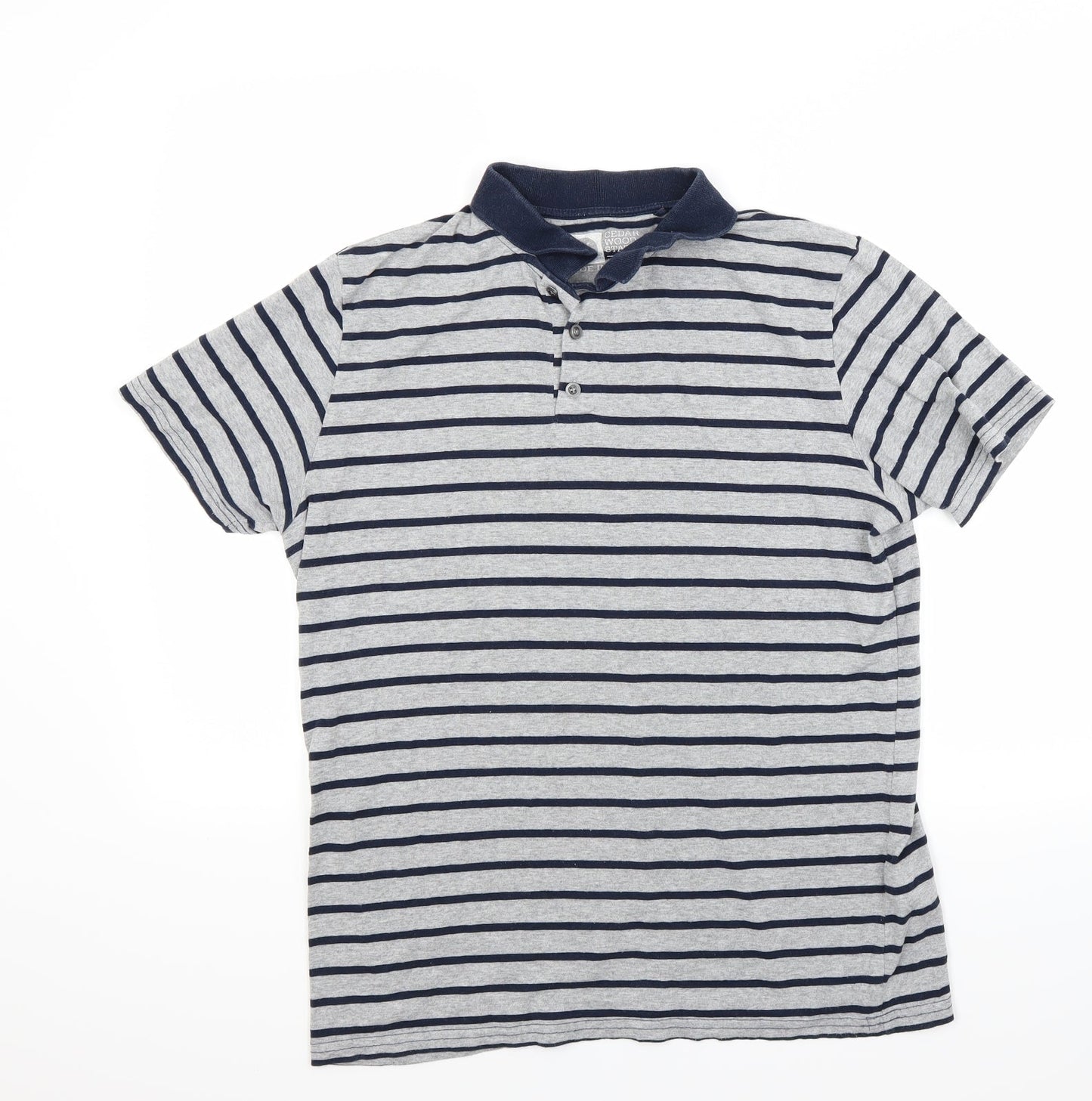 Ceader wood state Mens Grey Striped   Polo Size M