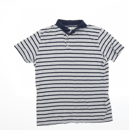 Ceader wood state Mens Grey Striped   Polo Size M