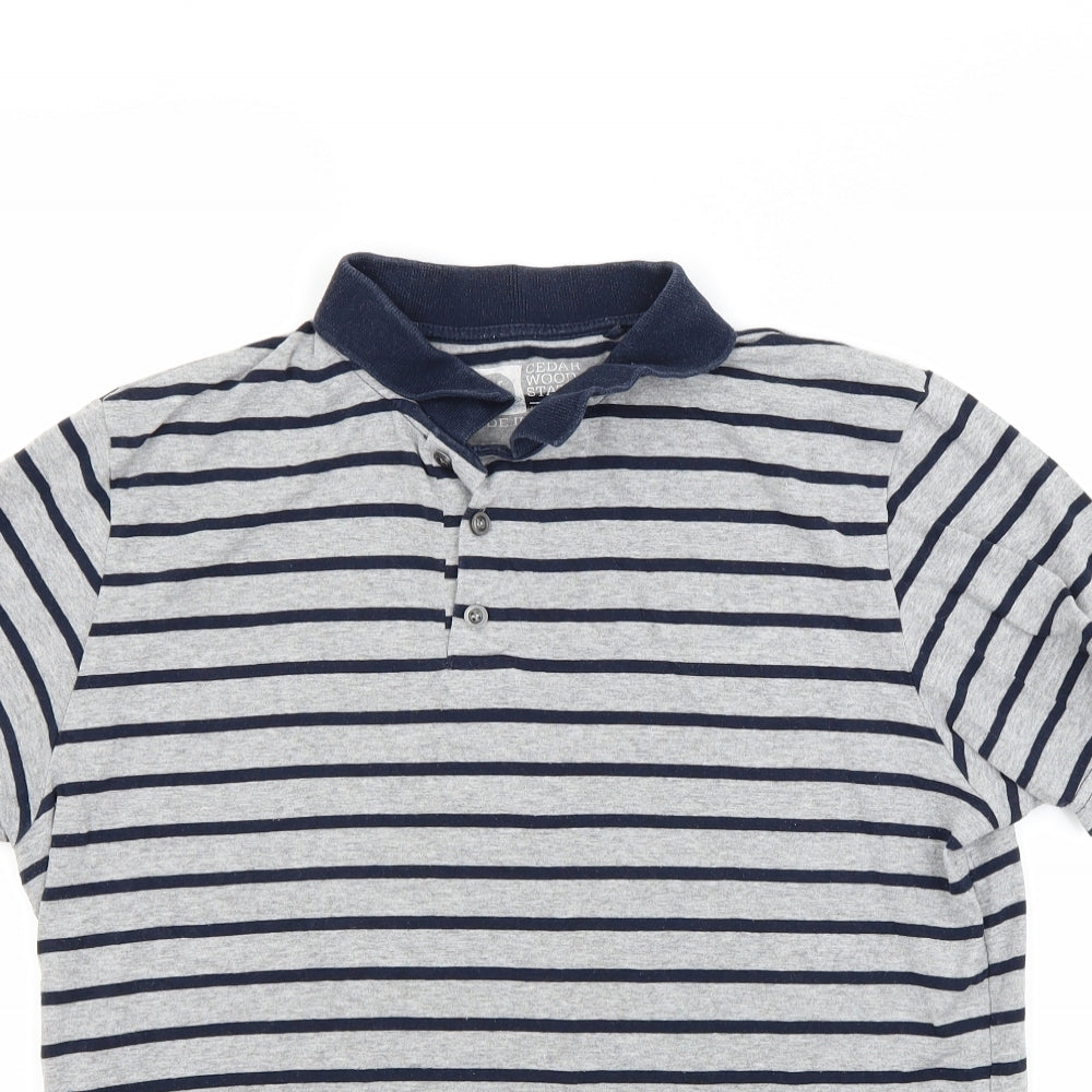 Ceader wood state Mens Grey Striped   Polo Size M
