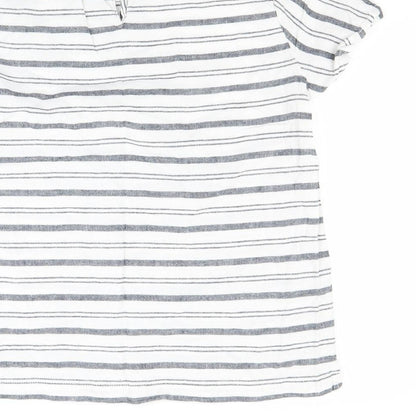 Nutmeg Womens White Striped  Basic T-Shirt Size 12