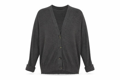 Front view of F&F women’s grey cardigan jumper, size XS