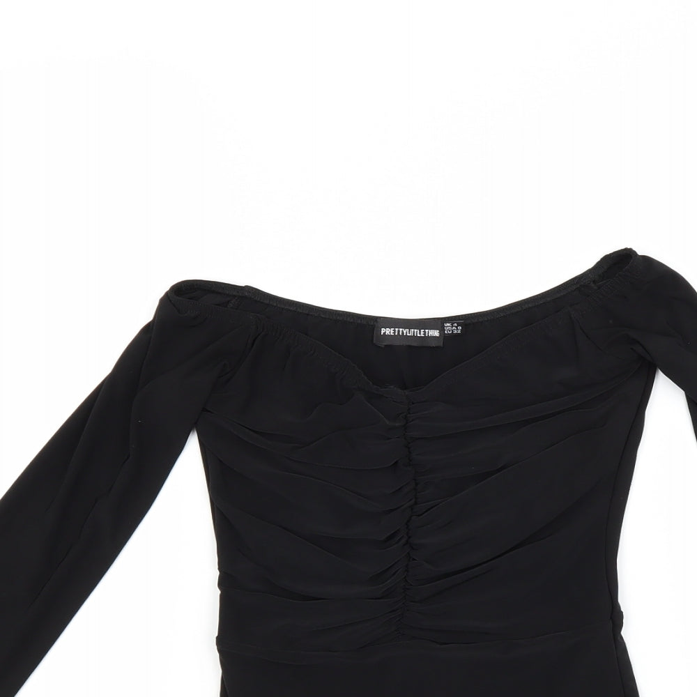 PRETTYLITTLETHING Womens Black   Basic T-Shirt Size 4