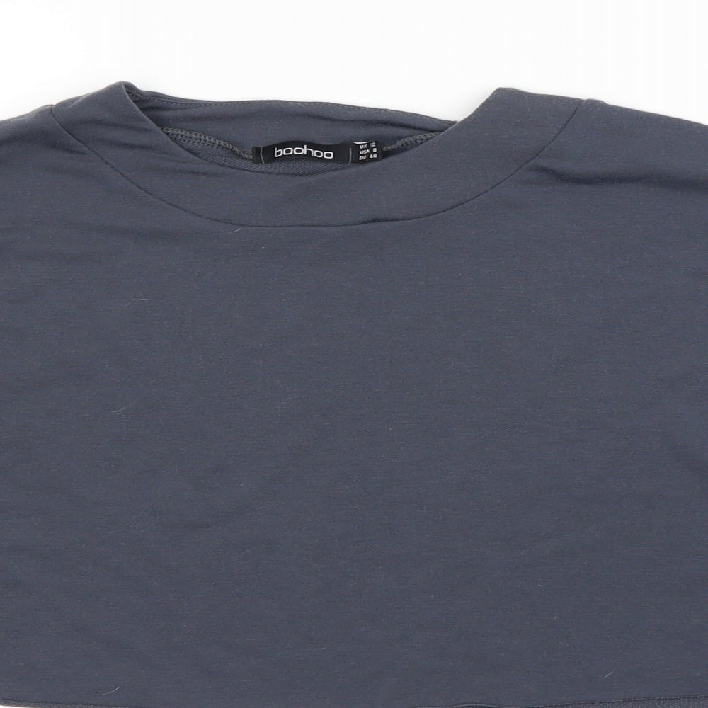 Womens UK Size 12 Boohoo Grey Cropped T-Shirt