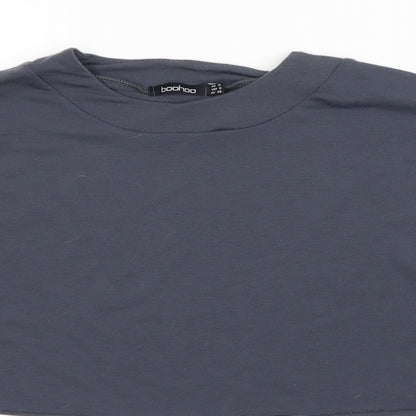 Womens UK Size 12 Boohoo Grey Cropped T-Shirt